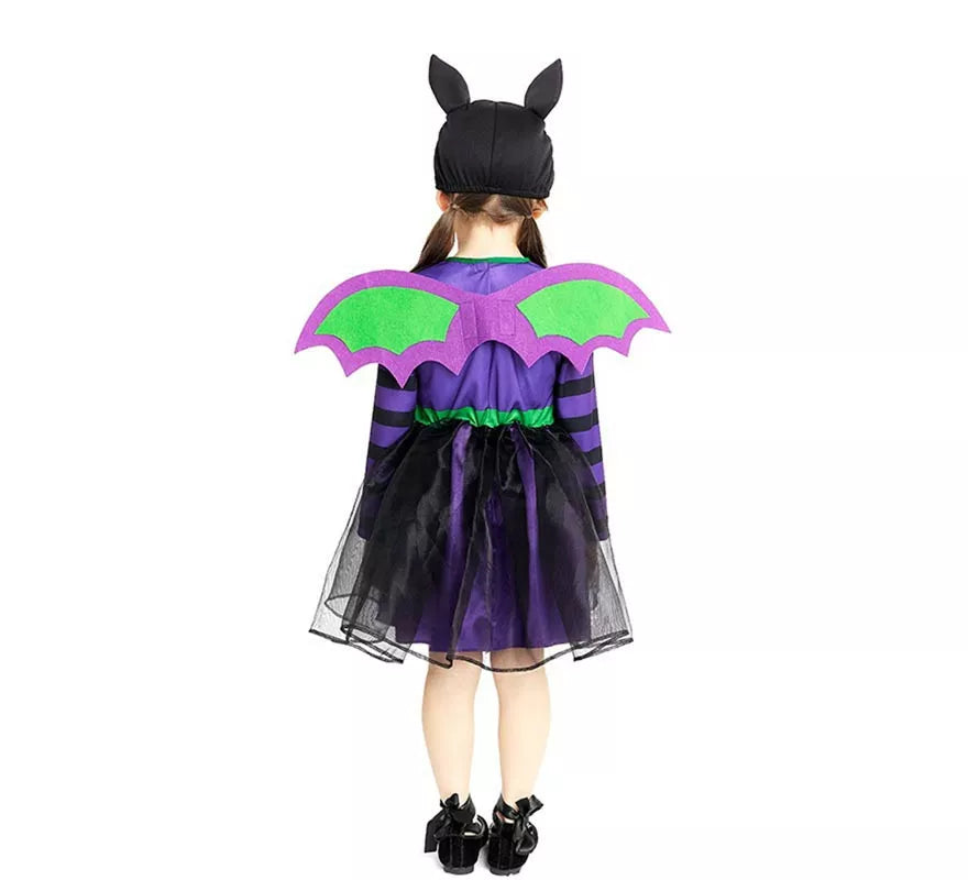 Translation missing: es.Disfraz de Murciélago morado con gorro y alas para bebé y niña