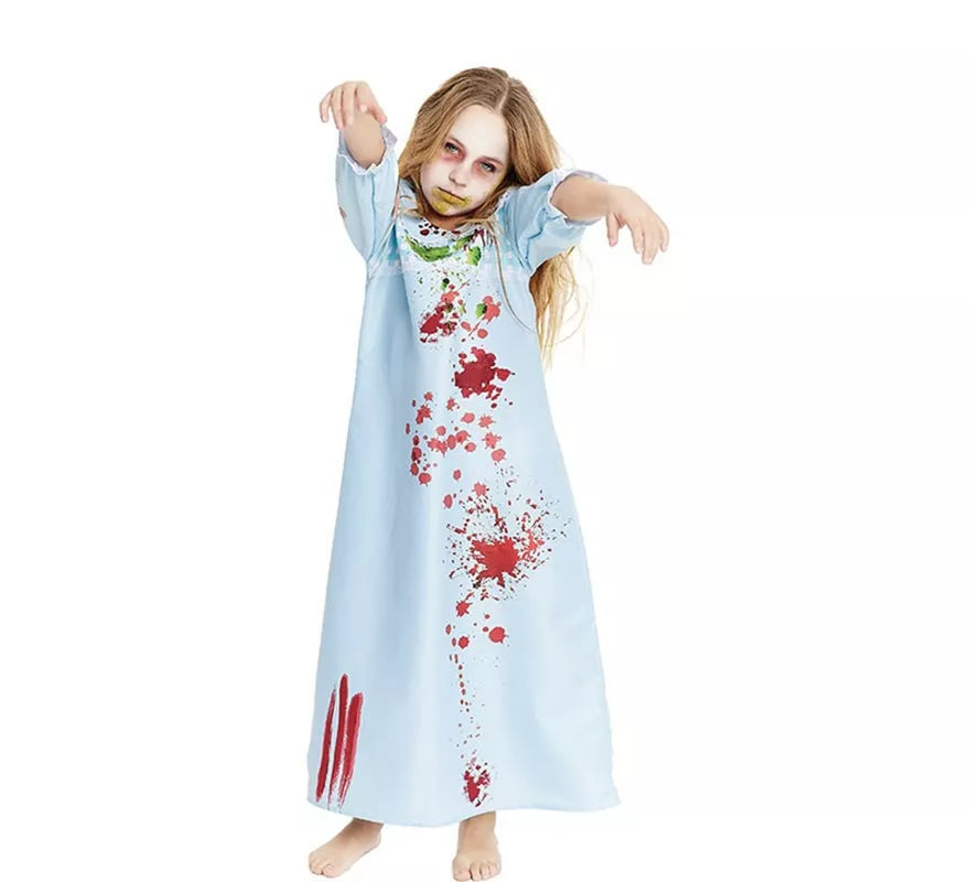 Translation missing: es.Disfraz de Niña Endemoniada en bata azul para niña y adolescente