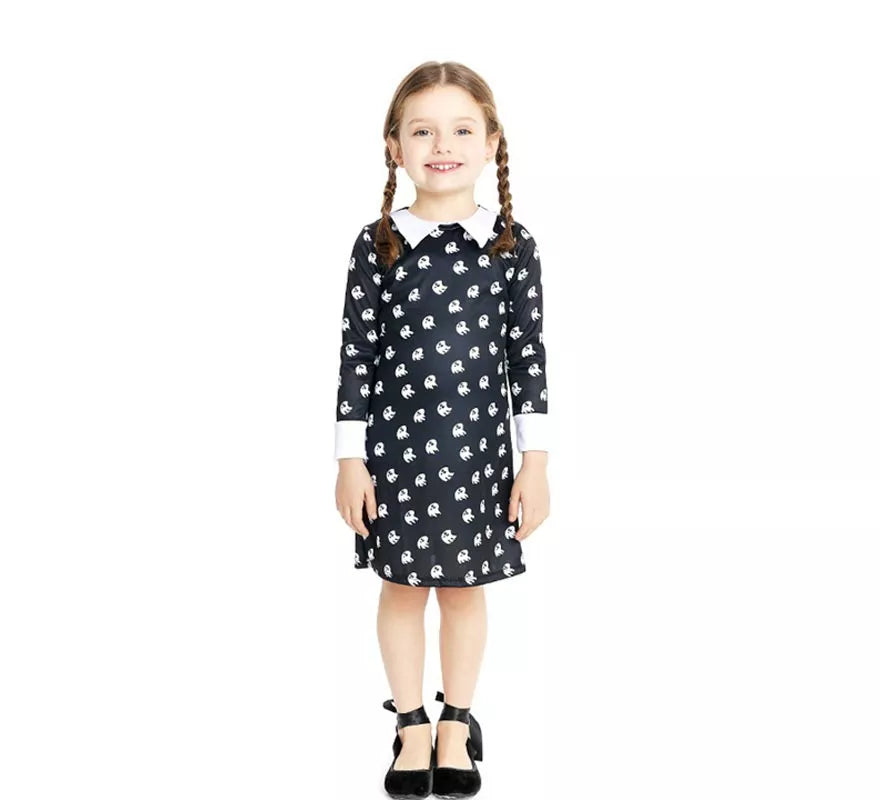 Disfraz de Niña Siniestra vestido estampado para bebé y niña