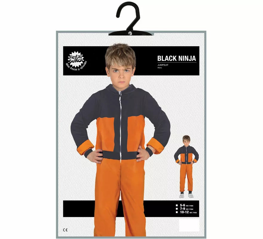 Translation missing: es.Disfraz de Ninja de Anime Naranja y Negro para niño