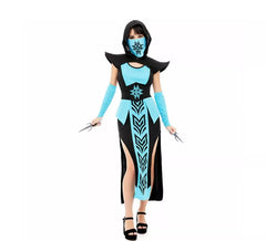 Disfraz de Ninja Kombat azul y negro para mujer
