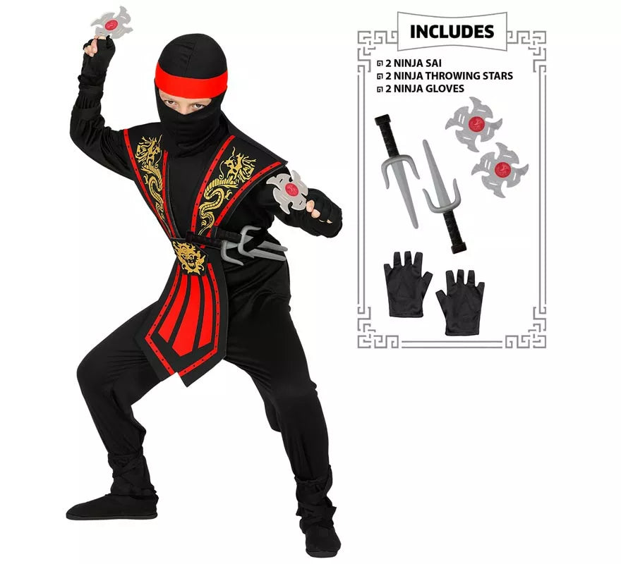 Translation missing: es.Disfraz de Ninja Kombat Rojo con Armas para niño
