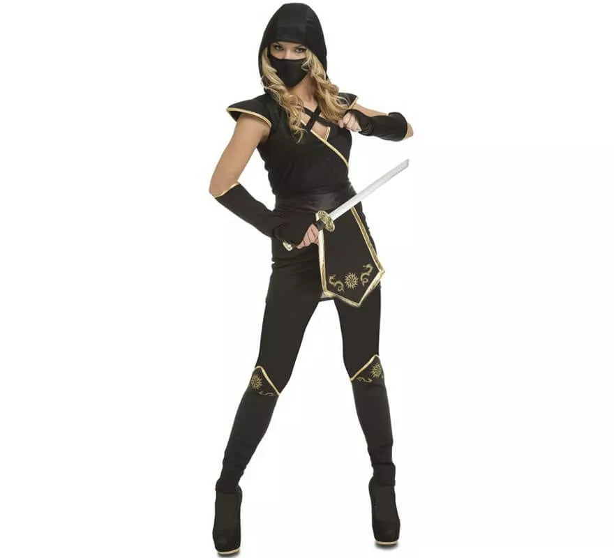 Translation missing: es.Disfraz de Ninja Negro y Dorado para mujer
