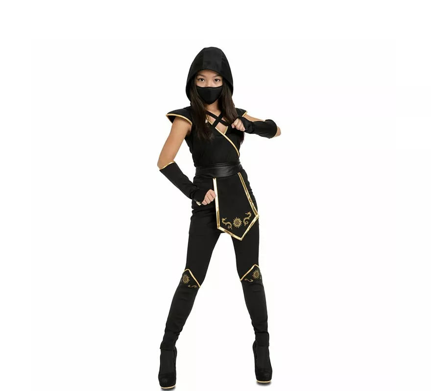 Translation missing: es.Disfraz de Ninja Negro y Dorado para mujer