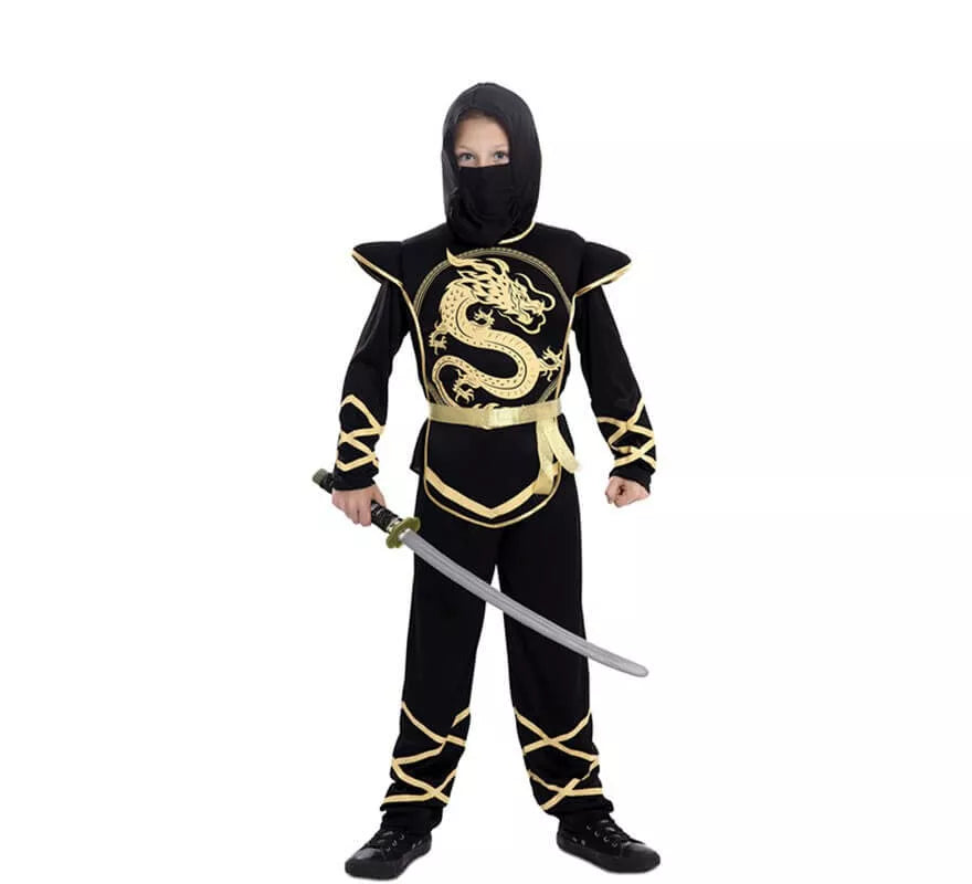 Translation missing: es.Disfraz de Ninja Negro y Dorado para niño