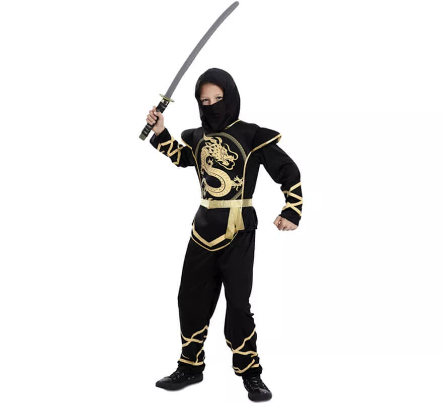 Translation missing: es.Disfraz de Ninja Negro y Dorado para niño