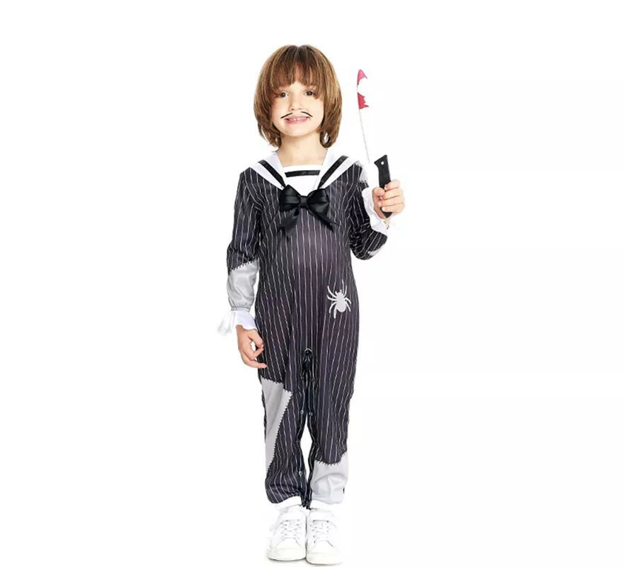 Translation missing: es.Disfraz de Niño Tenebroso a rayas para bebé y niño
