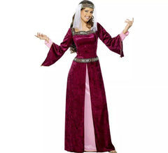 Disfraz de Noble Medieval Borgoña para mujer