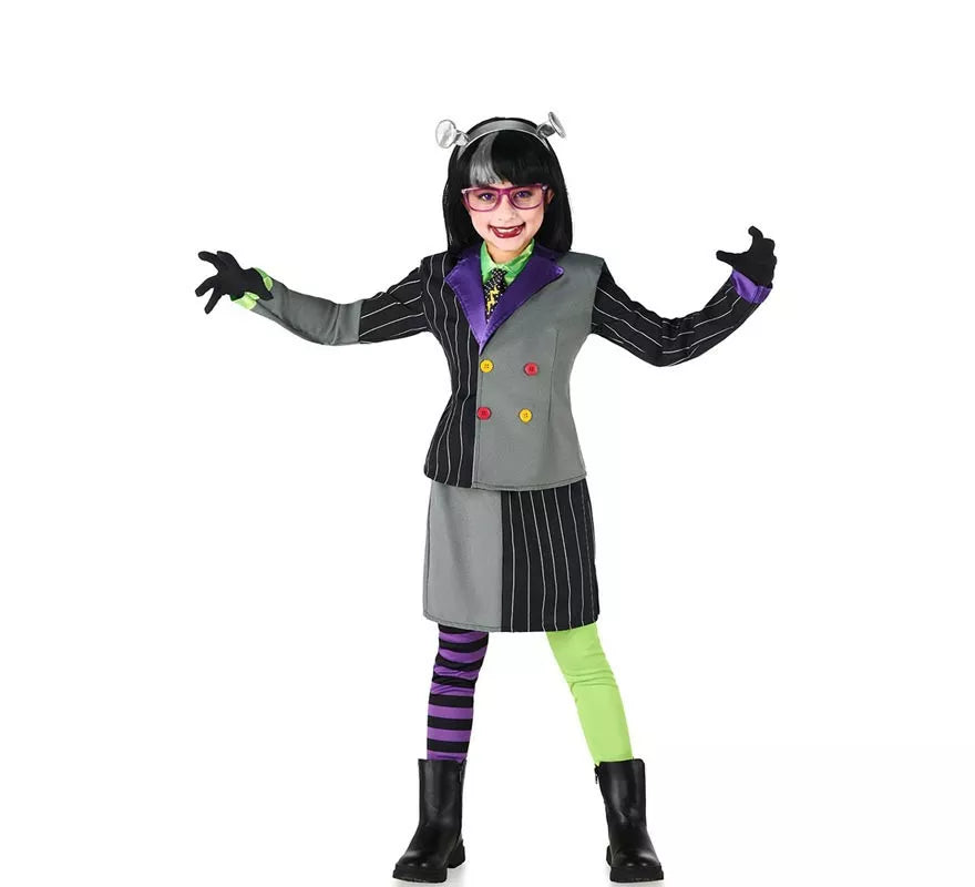 Translation missing: es.Disfraz de Novia Frankenstein traje a rayas para niña