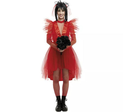 Disfraz de Novia roja de Fantasma a rayas para mujer
