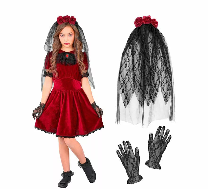 Translation missing: es.Disfraz de Novia Vampiresa Gótica para niña
