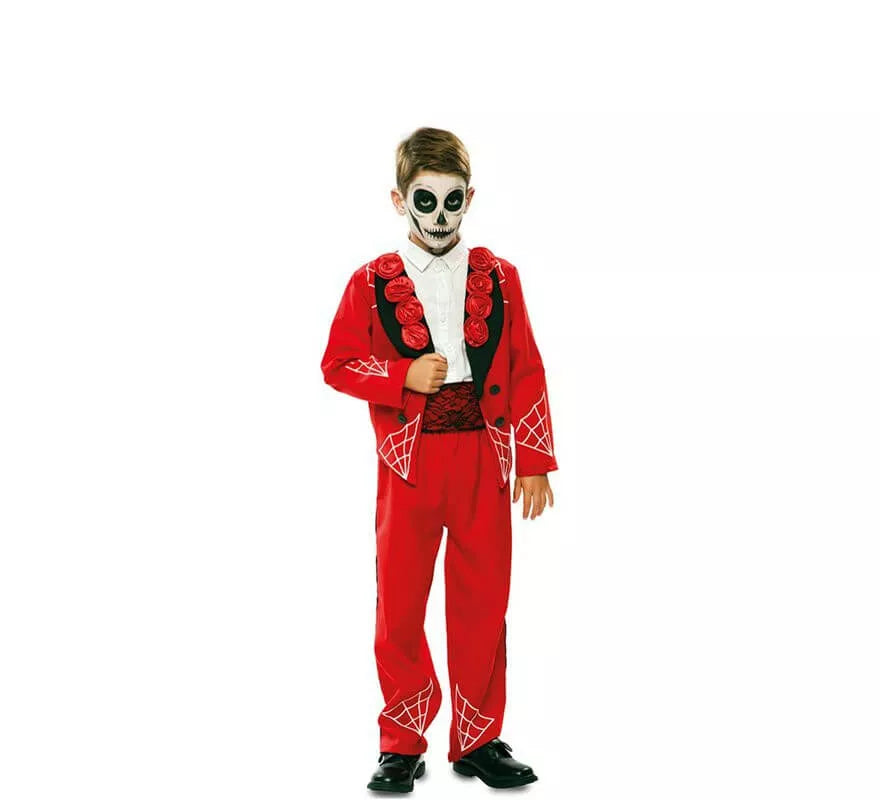 Translation missing: es.Disfraz de Novio del Día de los Muertos Rojo para niño