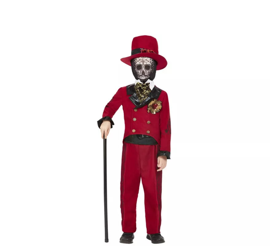 Translation missing: es.Disfraz de Novio del Día de los Muertos Borgoña para niño