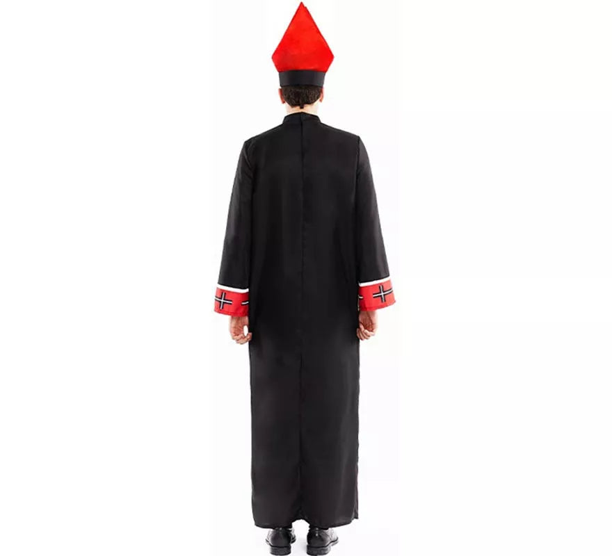 Translation missing: es.Disfraz de Obispo Satánico con estola negro y rojo para hombre