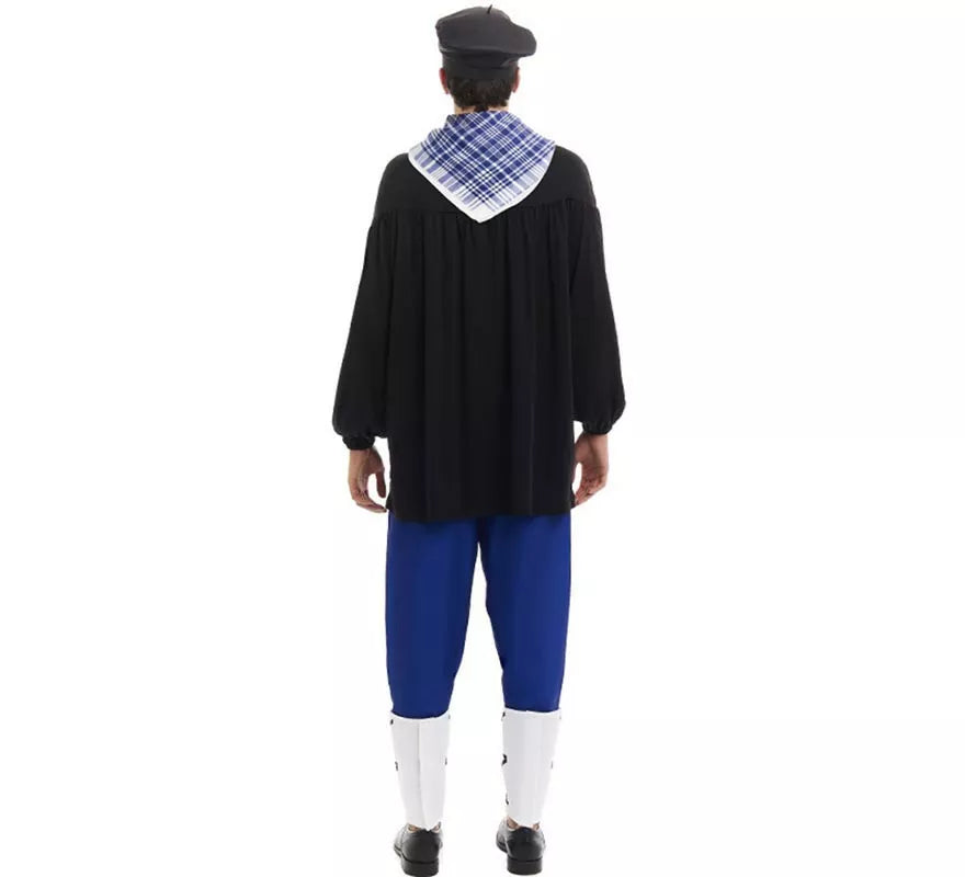 Translation missing: es.Disfraz de Olentzero negro y azul con pañuelo para hombre