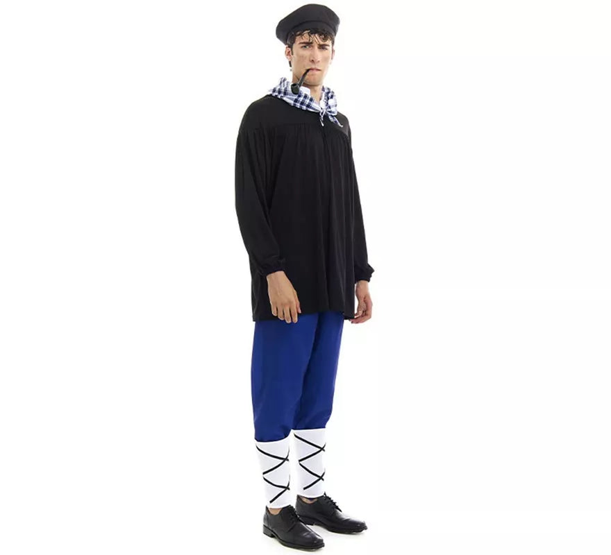 Translation missing: es.Disfraz de Olentzero negro y azul con pañuelo para hombre