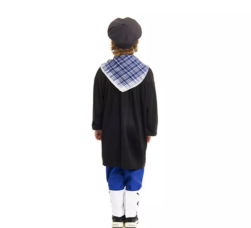 Translation missing: es.Disfraz de Olentzero negro y azul con pañuelo para niño