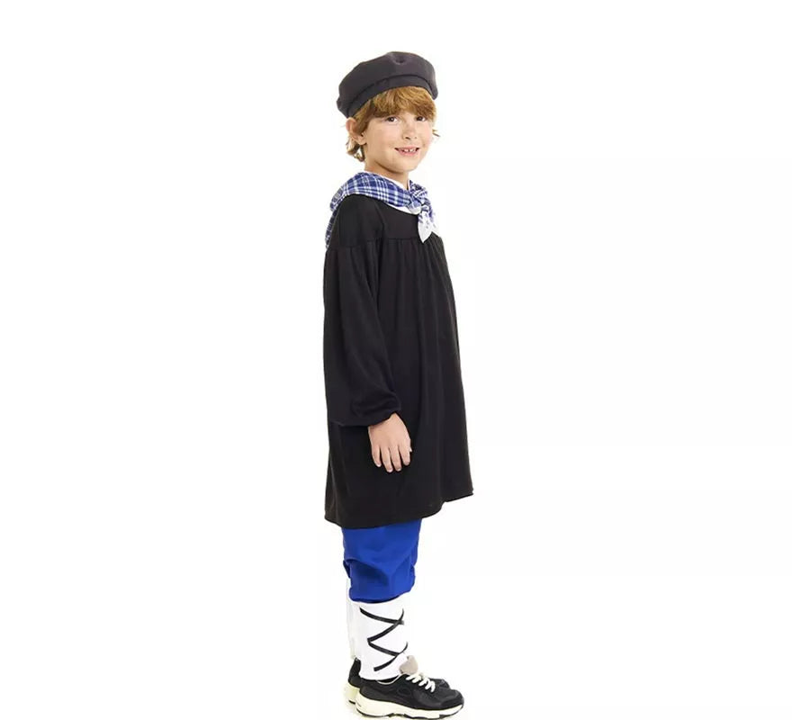 Translation missing: es.Disfraz de Olentzero negro y azul con pañuelo para niño