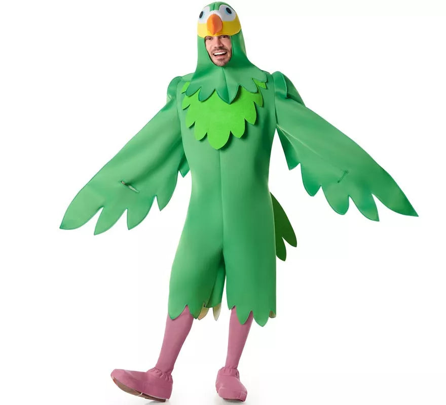 Translation missing: es.Disfraz de Pájaro Papagayo verde para hombre