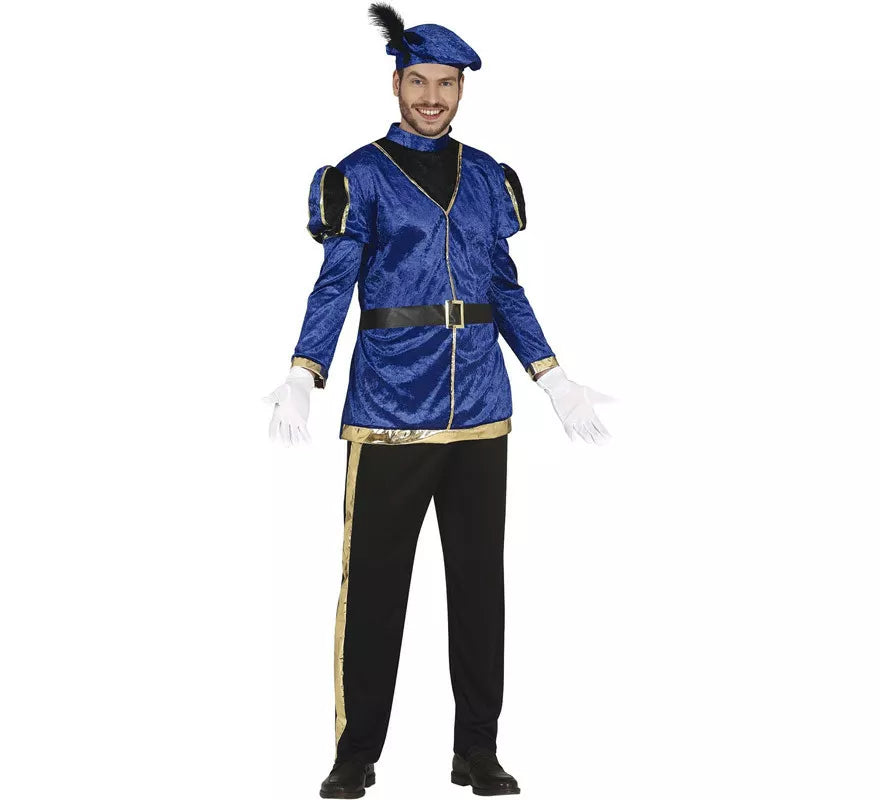 Translation missing: es.Disfraz de Paje Azul Elegante para hombre