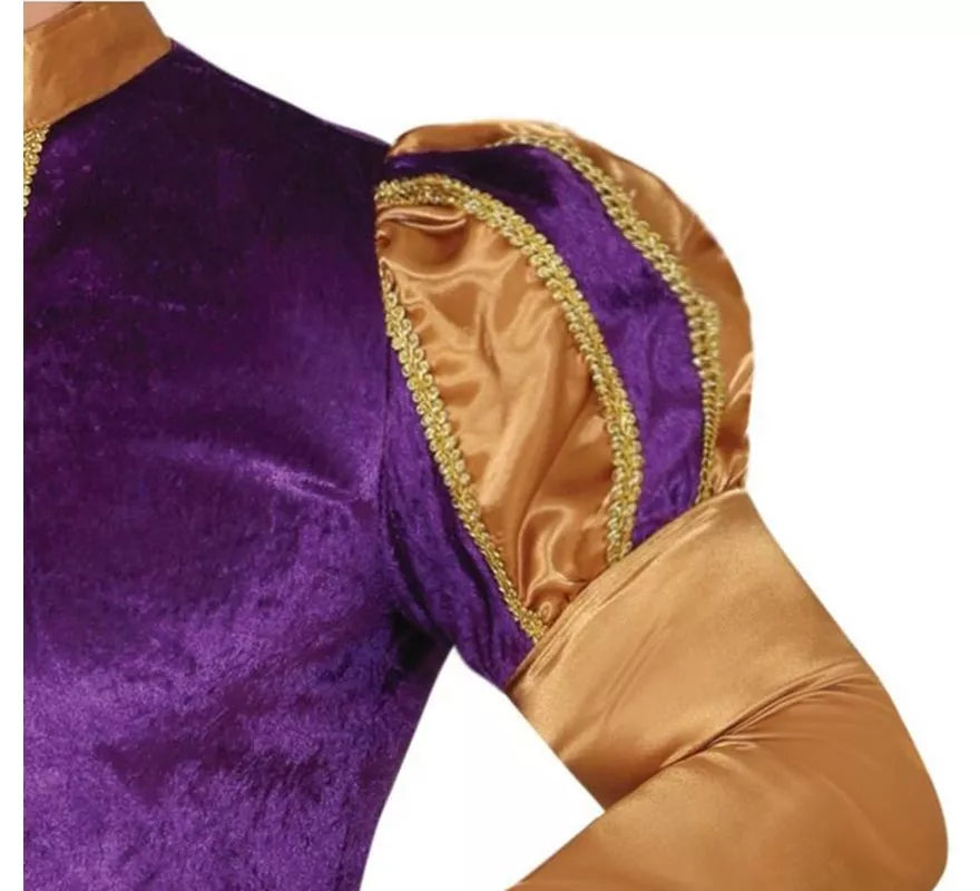 Translation missing: es.Disfraz de Paje morado y naranja con gorro para hombre
