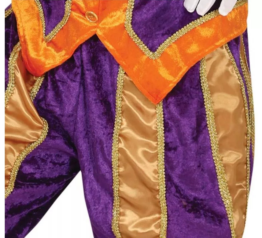 Translation missing: es.Disfraz de Paje morado y naranja con gorro para hombre