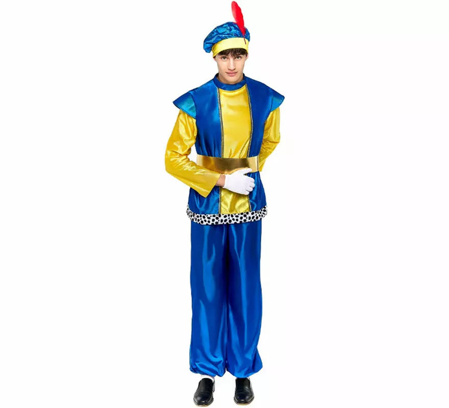 Translation missing: es.Disfraz de Paje Real azul para hombre