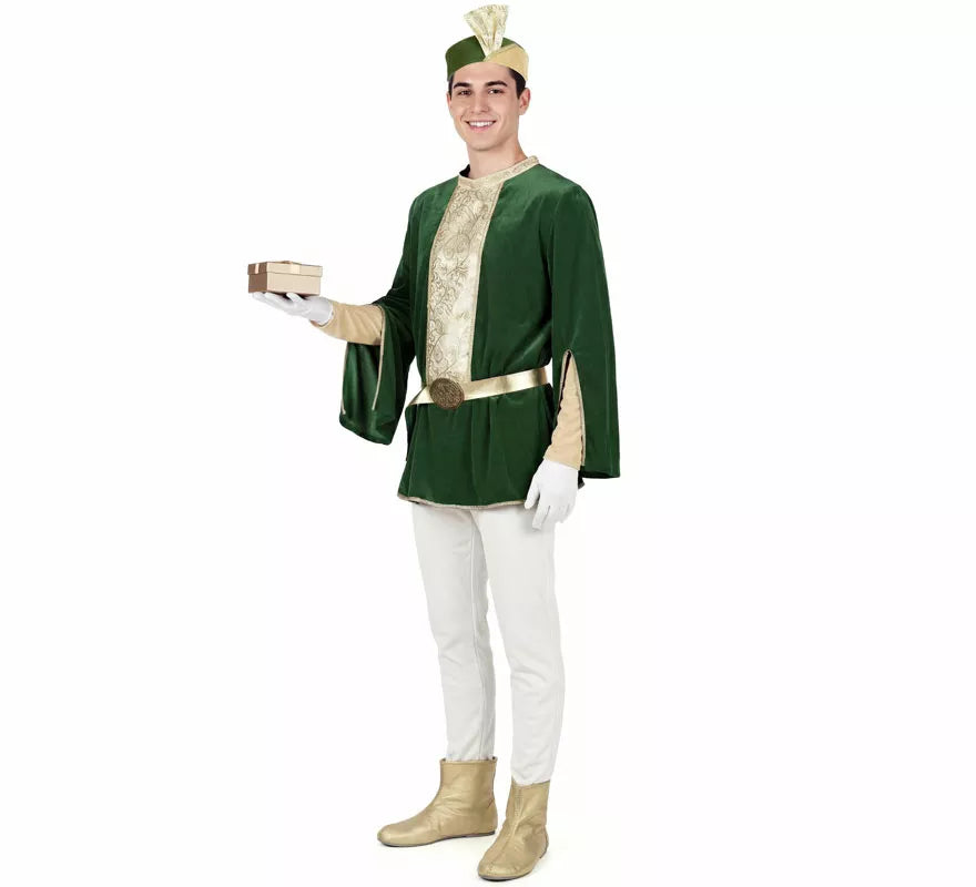 Translation missing: es.Disfraz de Paje Real verde para hombre