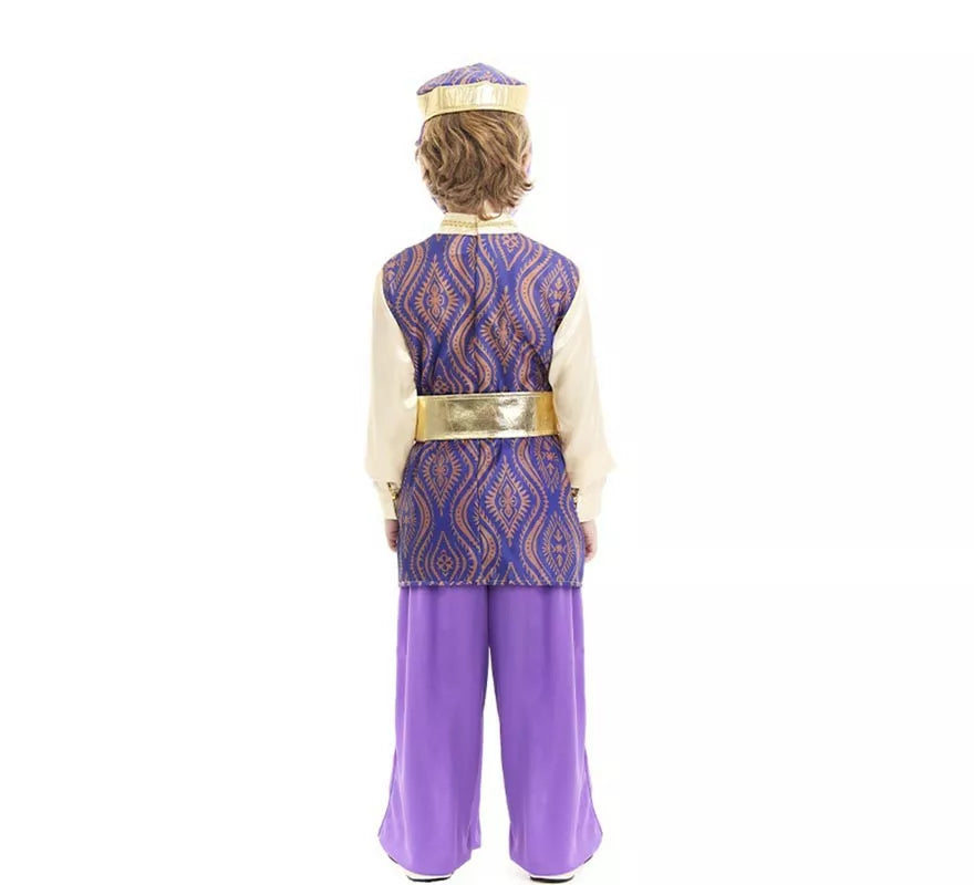 Translation missing: es.Disfraz de Paje Rey Baltasar morado con gorro para niño