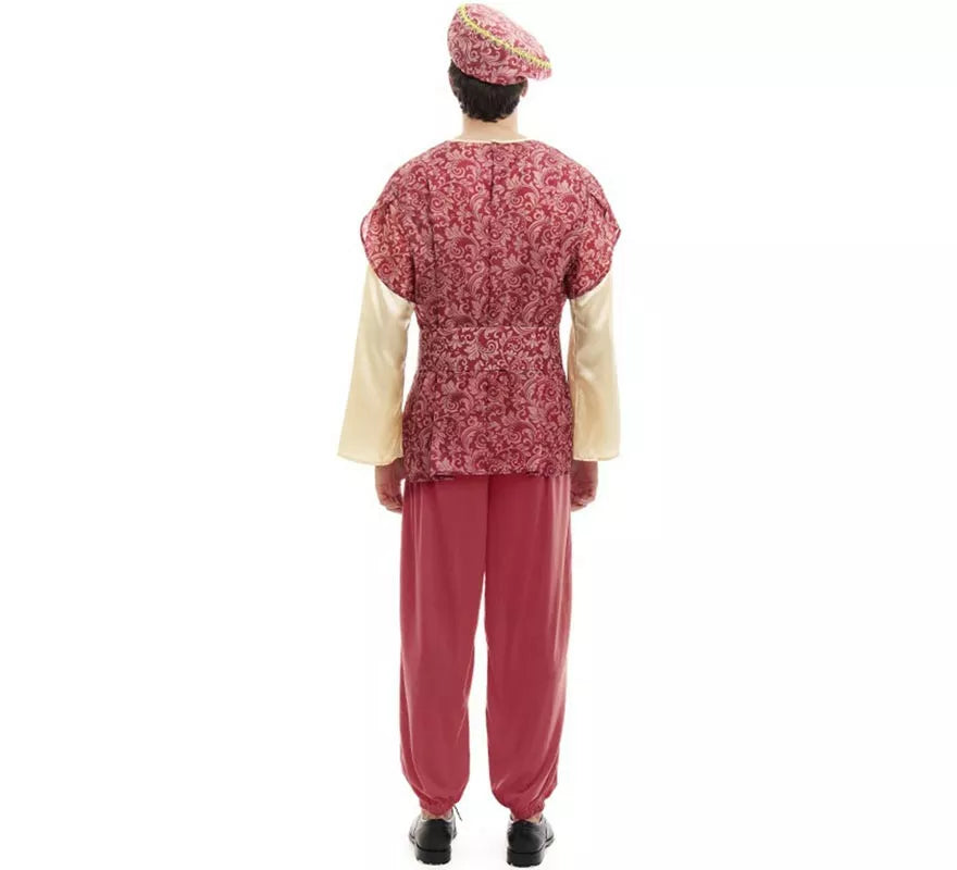Translation missing: es.Disfraz de Paje Rey Gaspar rojo con gorro para hombre