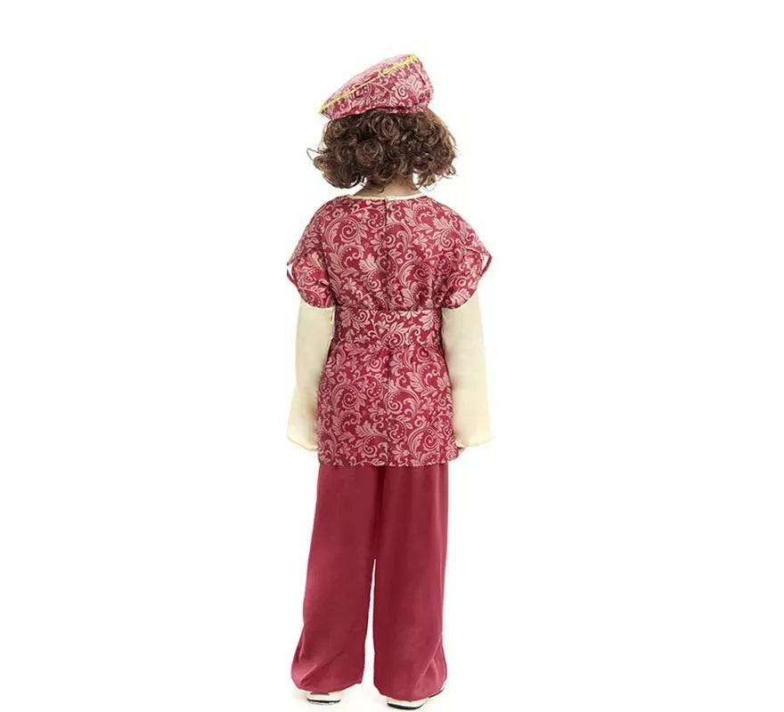 Translation missing: es.Disfraz de Paje Rey Gaspar rojo con gorro para niño