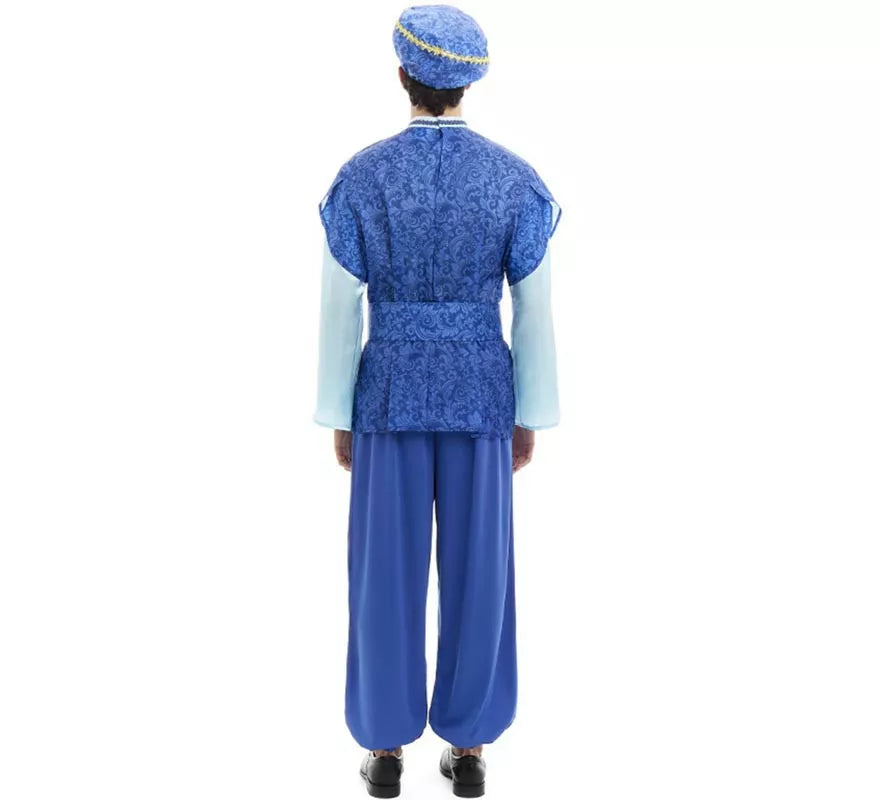 Translation missing: es.Disfraz de Paje Rey Melchor azul con gorro para hombre