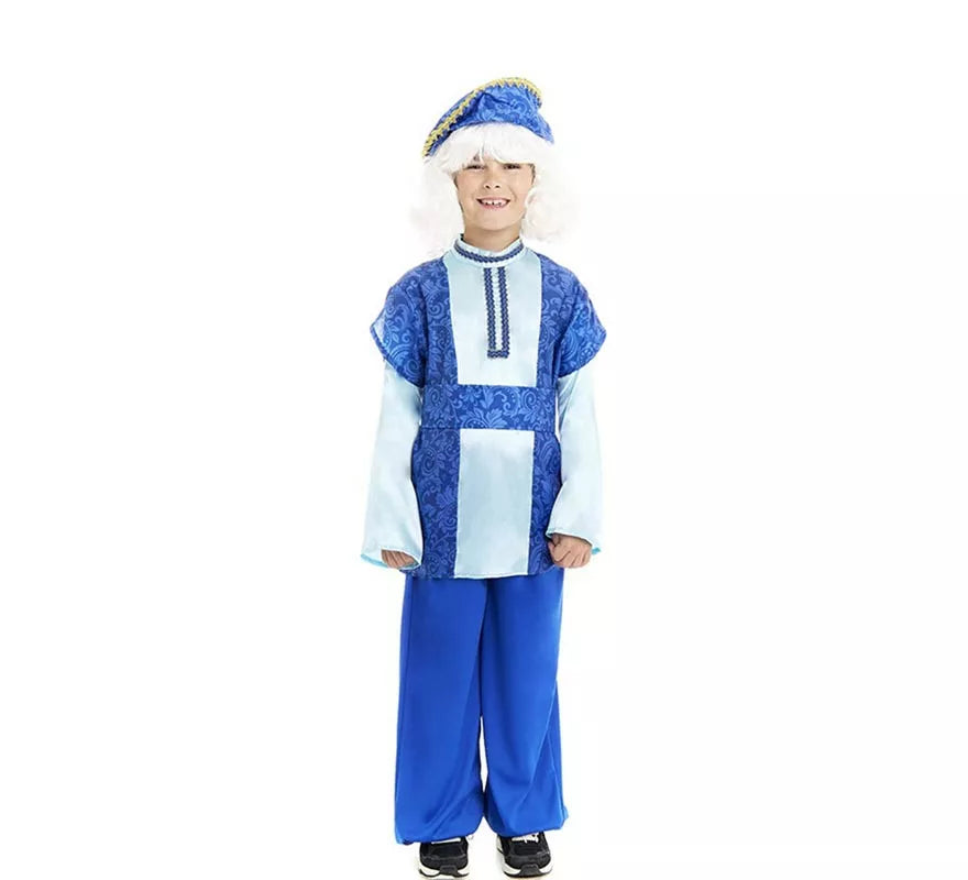 Translation missing: es.Disfraz de Paje Rey Melchor azul con gorro para niño