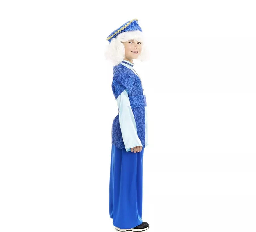 Translation missing: es.Disfraz de Paje Rey Melchor azul con gorro para niño