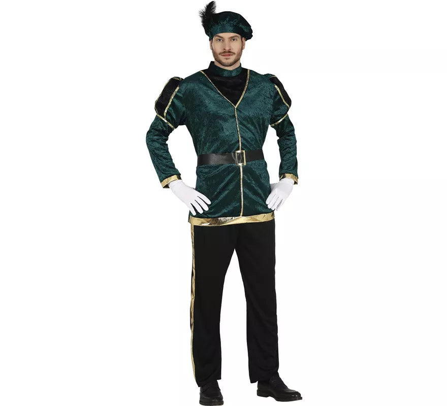 Translation missing: es.Disfraz de Paje Verde Elegante para hombre