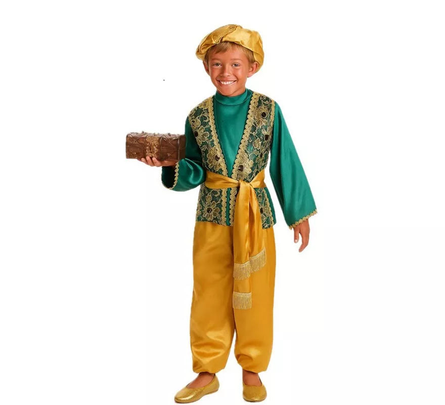 Translation missing: es.Disfraz de Paje Verde para Niño