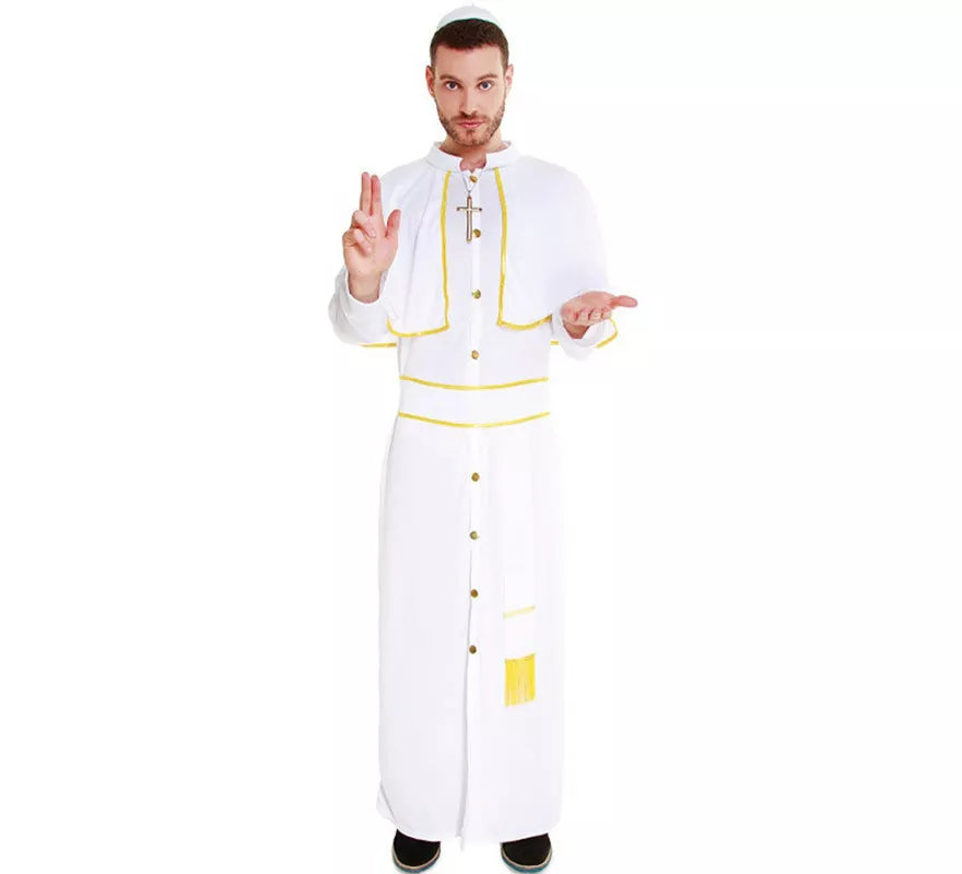 Translation missing: es.Disfraz de Papa Blanco y Dorado para hombre