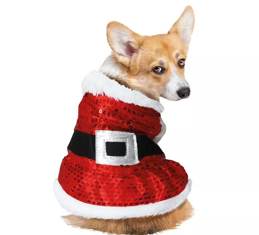 Translation missing: es.Disfraz de Papá Noel con lentejuelas para perro