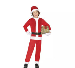 Disfraz de Papá Noel rojo y blanco con gorro para niño