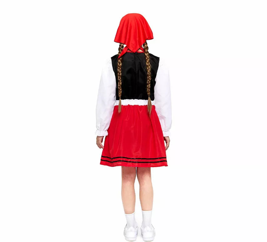 Translation missing: es.Disfraz de Pastorcilla Aldeana roja para niña