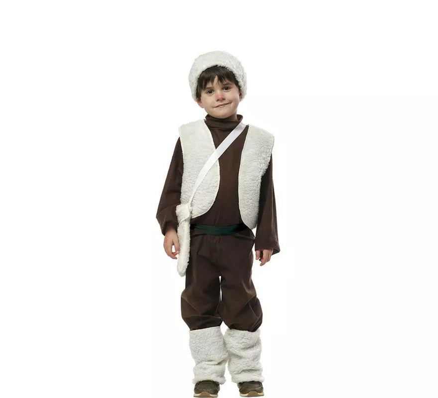 Translation missing: es.Disfraz de Pastorcillo marrón y blanco para niño