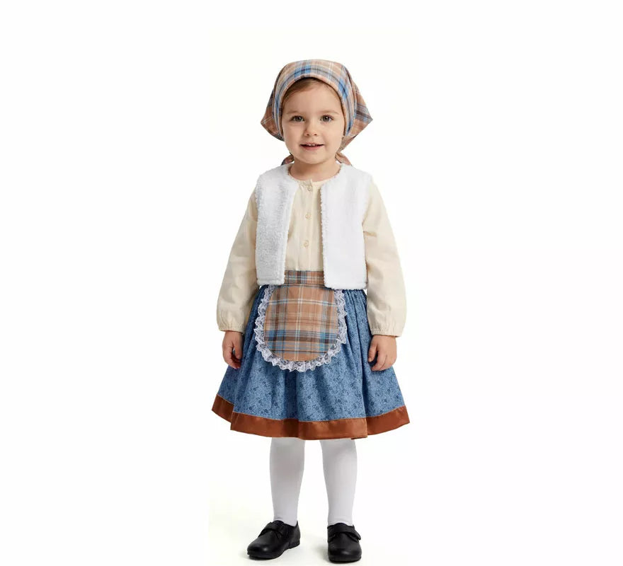 Translation missing: es.Disfraz de Pastorcita con Pañuelo a cuadros para niña