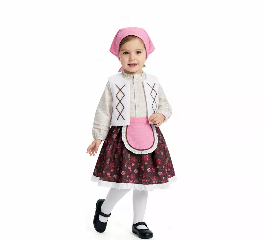 Translation missing: es.Disfraz de Pastorcita con Pañuelo rosa para niña
