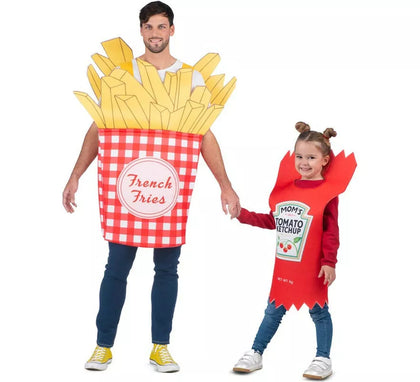 Disfraz de Patatas Fritas y Ketchup para adulto y niños