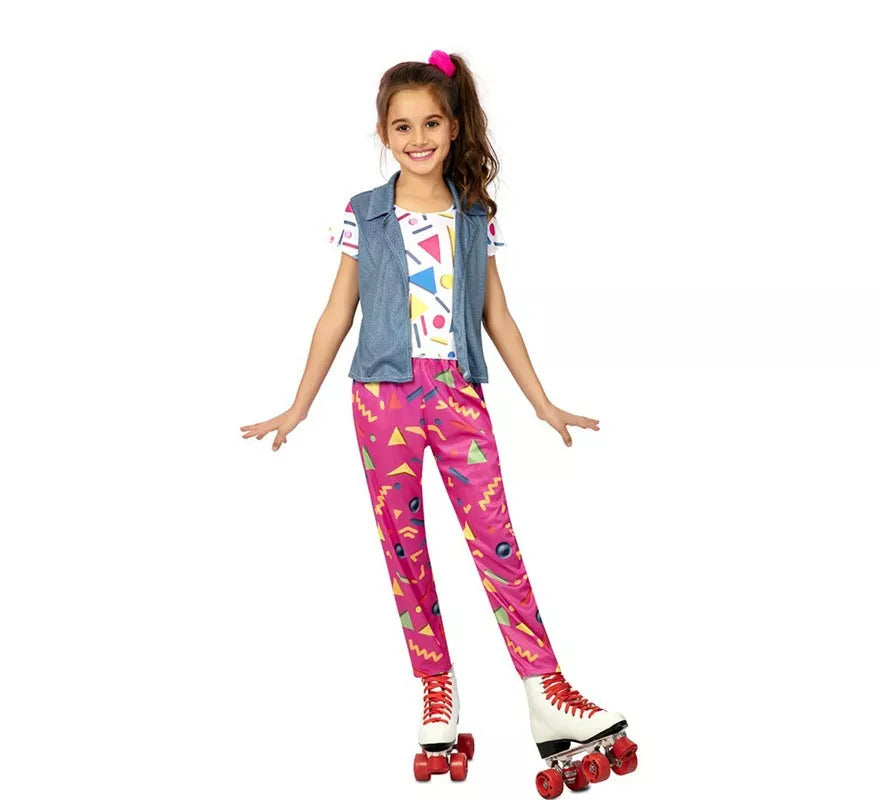 Translation missing: es.Disfraz de Patinadora de los años 90 con chaleco para niña
