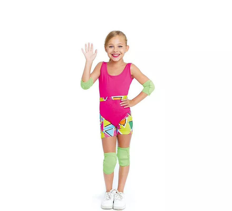 Translation missing: es.Disfraz de Patinadora Roller rosa años 70 para niña