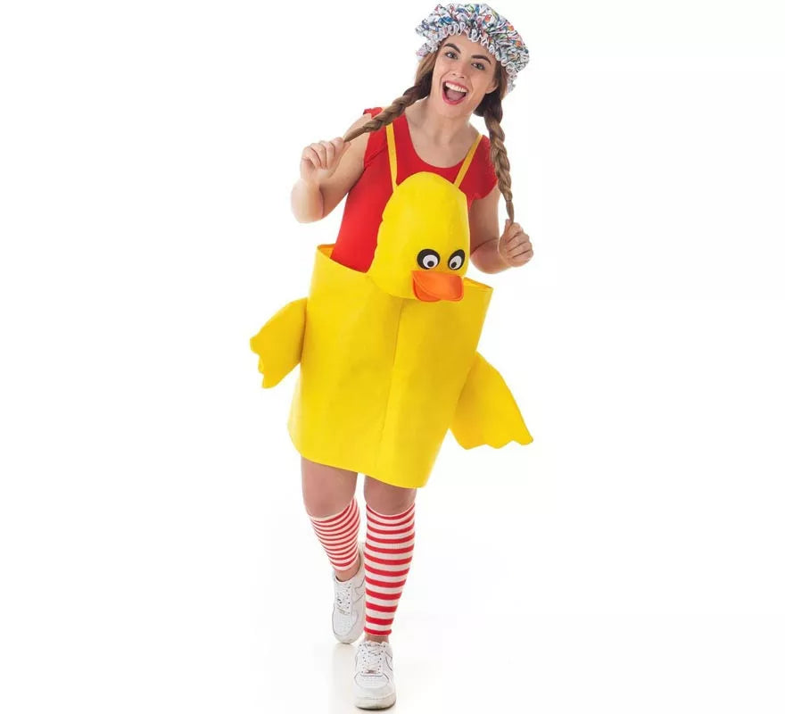 Translation missing: es.Disfraz de Patito amarillo con tirantes para adulto