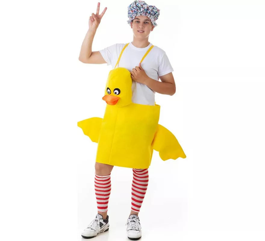 Translation missing: es.Disfraz de Patito amarillo con tirantes para adulto