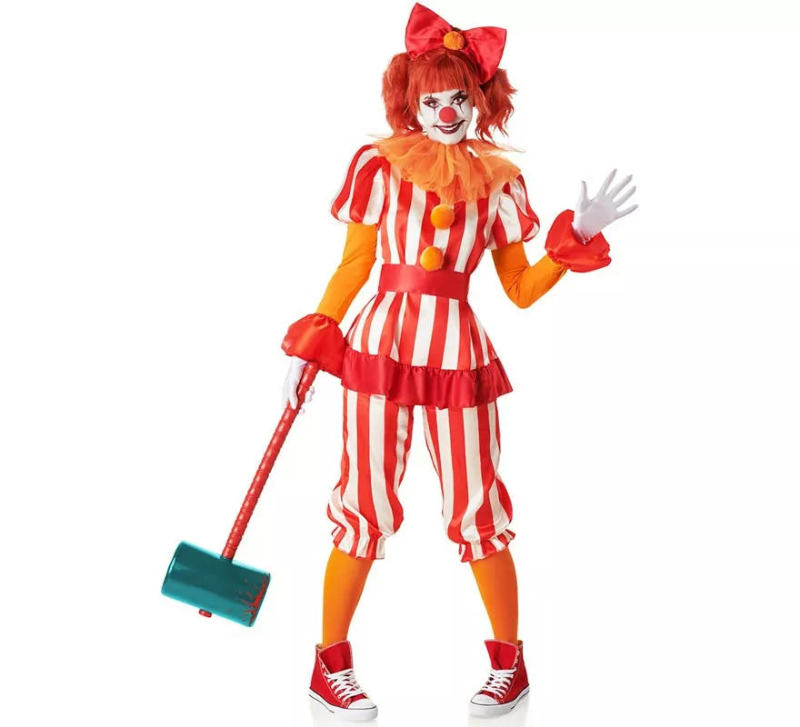 Translation missing: es.Disfraz de Payasa de Circo rojo y blanco para mujer