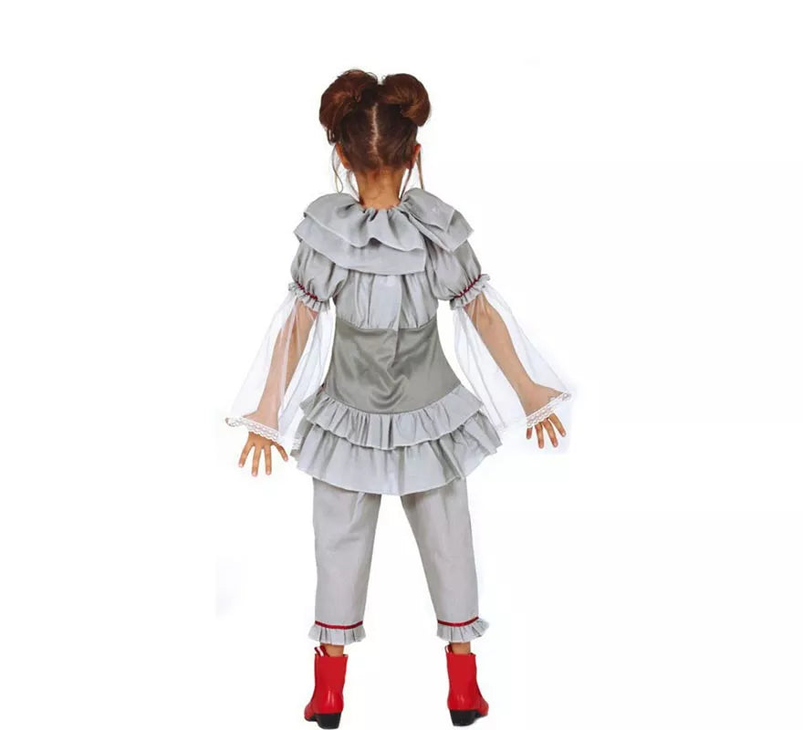 Translation missing: es.Disfraz de Payasa del Miedo Gris para niña